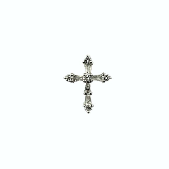 14 Karat White Gold and Diamond Cross Pendant #17048